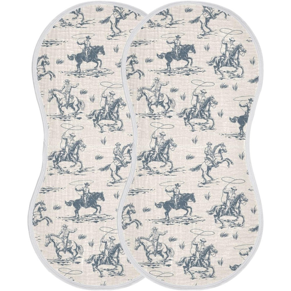 JHKKU muslin burp cloths Western cowboy print front view