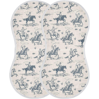 JHKKU muslin burp cloths Western cowboy print front view