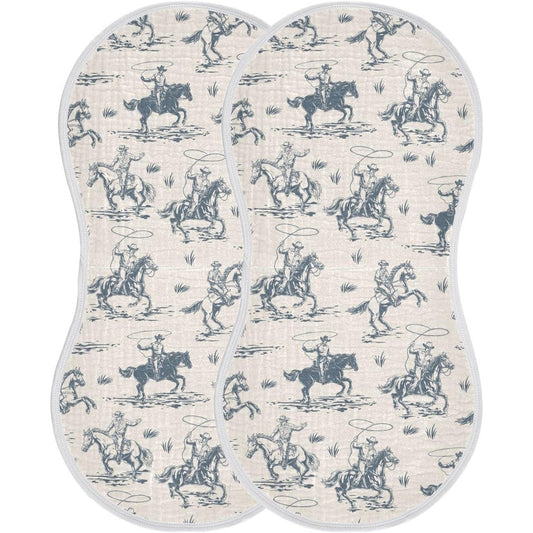 JHKKU muslin burp cloths Western cowboy print front view