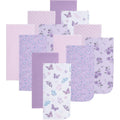 Everyday Kids 12 Pack Burp Cloths for Baby Girl front view showing butterfly and floral prints