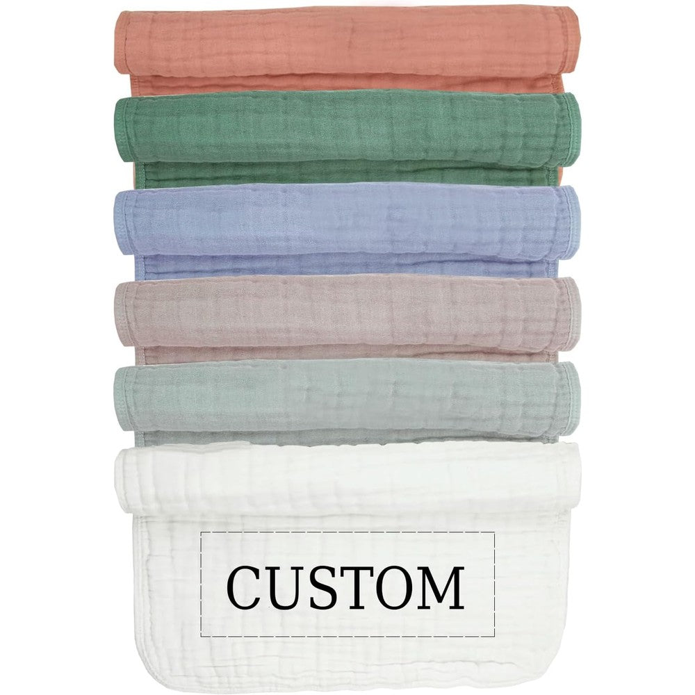 Dancebear personalized muslin burp cloth front view showing premium custom name embroidery on fabric