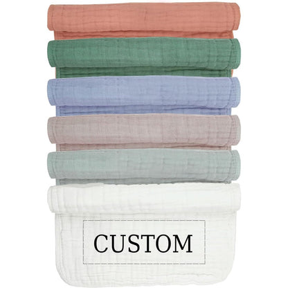 Dancebear personalized muslin burp cloth front view showing premium custom name embroidery on fabric