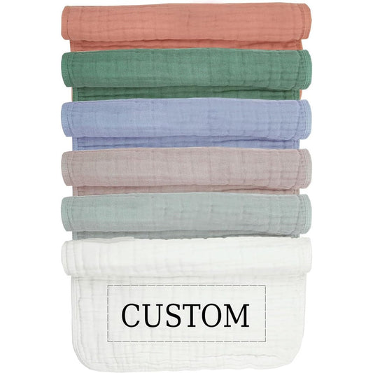 Dancebear personalized muslin burp cloth front view showing premium custom name embroidery on fabric