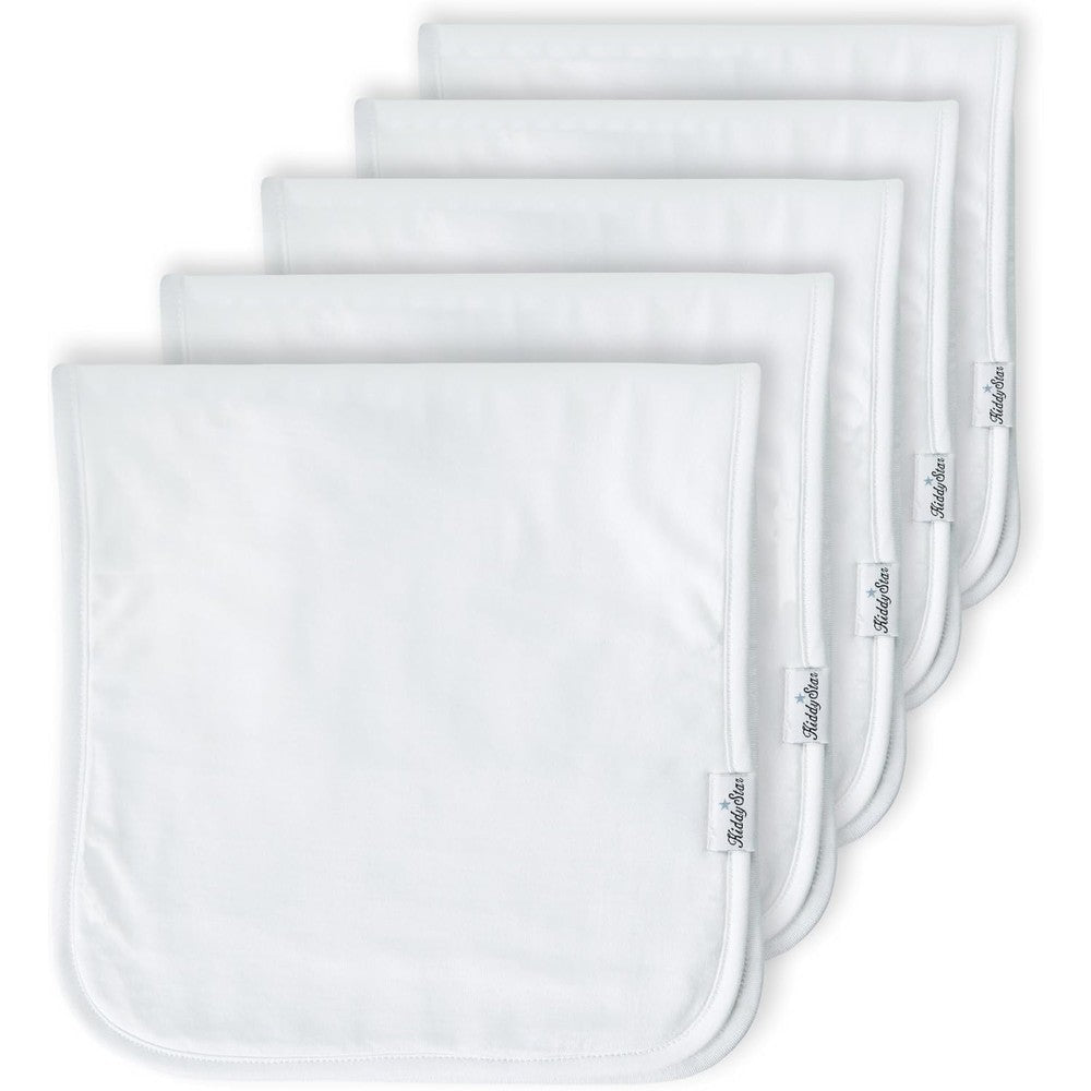 KiddyStar 5-pack organic cotton baby burp cloths front view