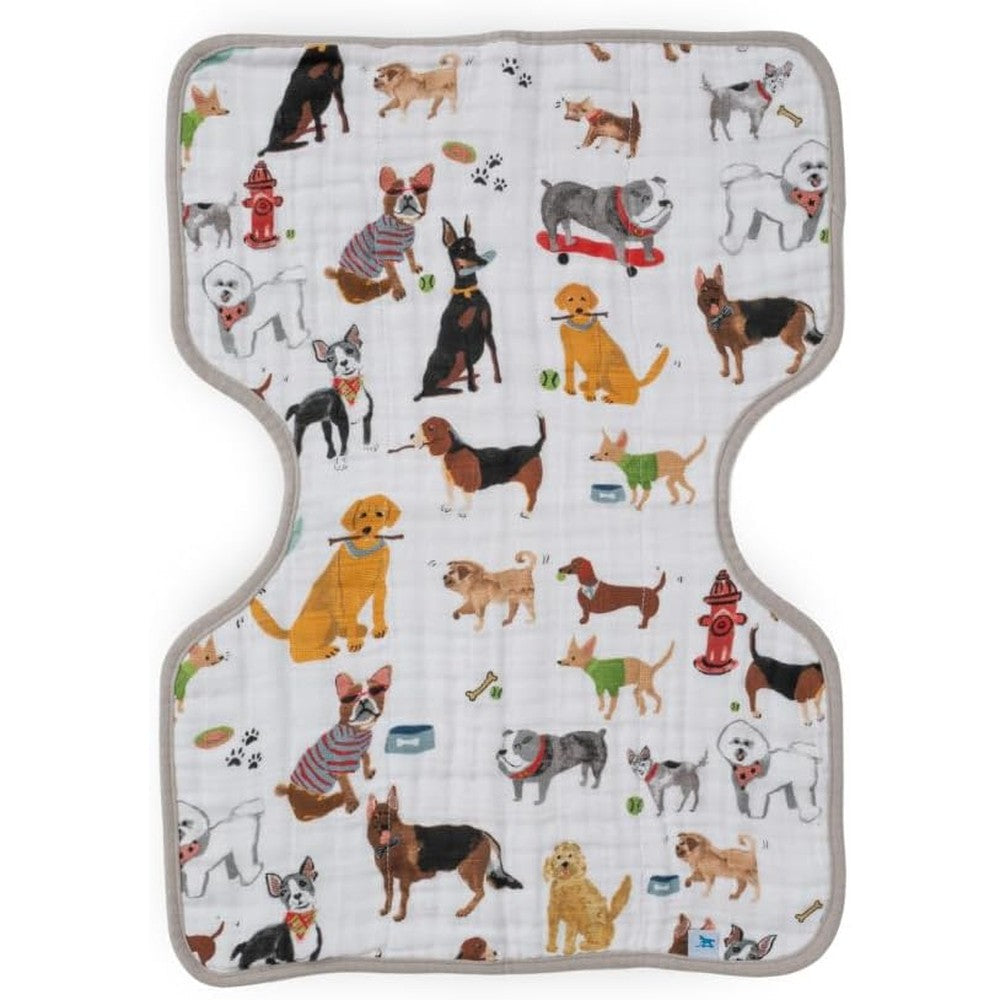 Little Unicorn Premium Cotton Muslin Burp Cloth Woof print front view