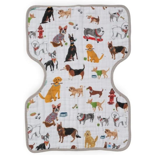 Little Unicorn Premium Cotton Muslin Burp Cloth Woof print front view