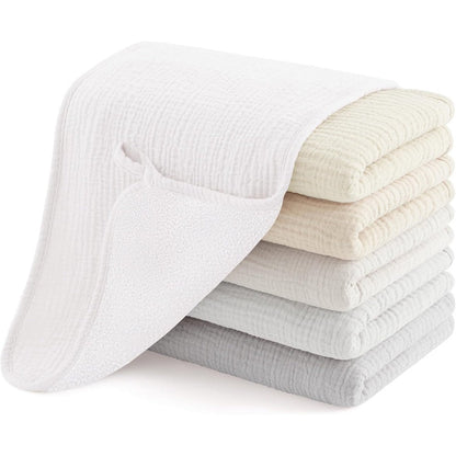 Susurration muslin baby burp cloths front view showing the six pack color assortment.