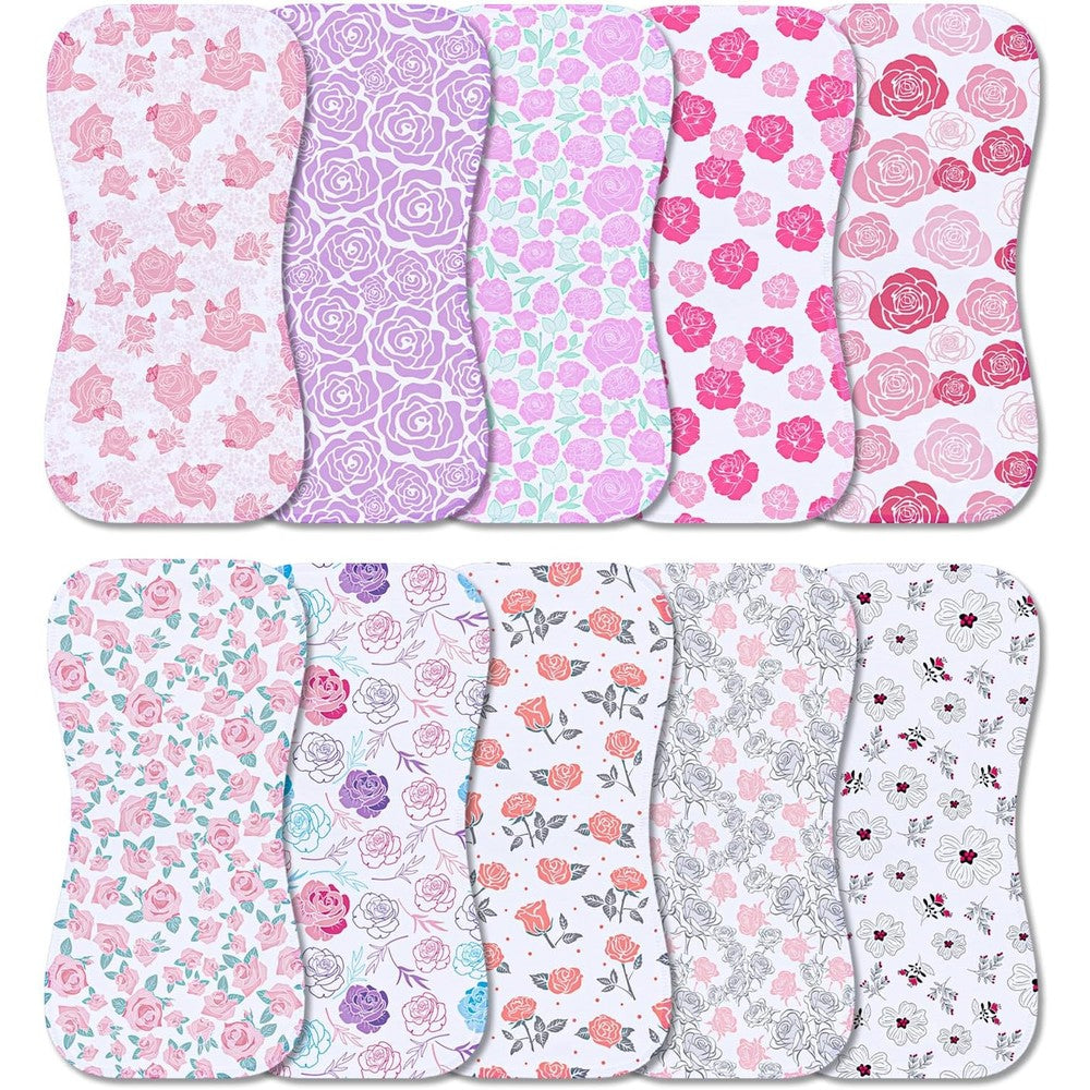 Benoxine 10-pack organic baby burp cloths front view