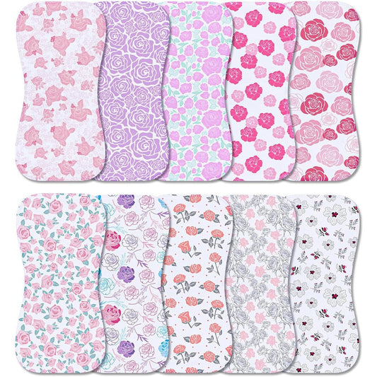 Benoxine 10-pack organic baby burp cloths front view