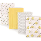 Hudson Baby unisex cotton flannel burp cloths bee pattern front view