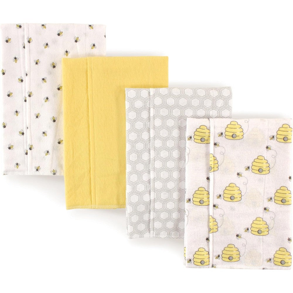 Hudson Baby unisex cotton flannel burp cloths bee pattern front view