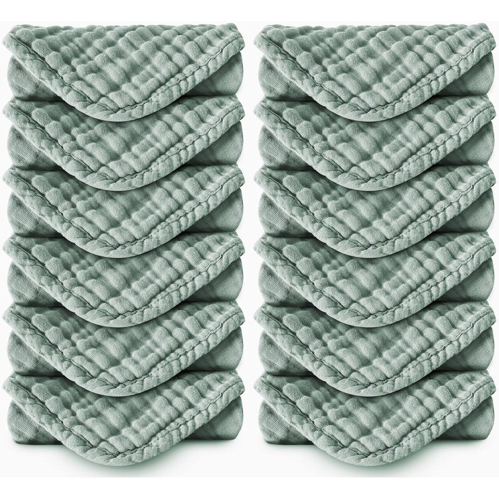 Spotted Play Muslin Baby Burp Cloths front view showing premium green cotton fabric texture.