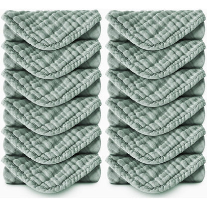 Spotted Play Muslin Baby Burp Cloths front view showing premium green cotton fabric texture.