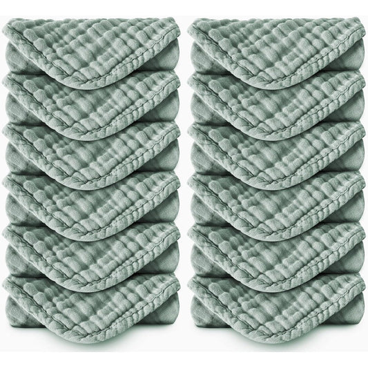 Spotted Play Muslin Baby Burp Cloths front view showing premium green cotton fabric texture.
