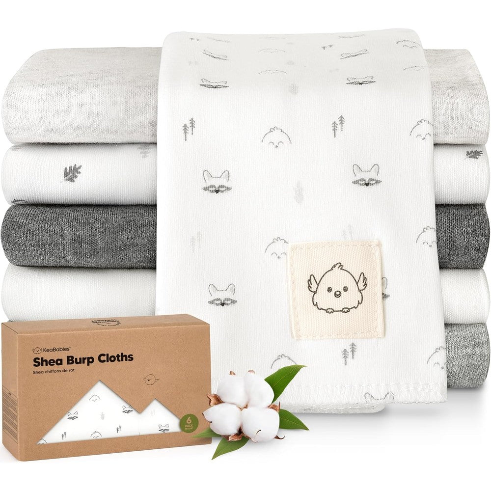 KeaBabies Shea organic cotton burp cloths 6-pack neutral colors
