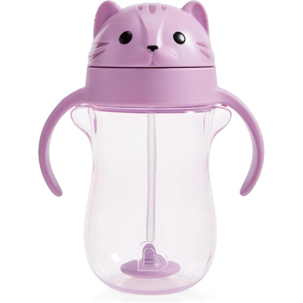 Munchkin Any Angle spill proof weighted straw trainer cup purple front view