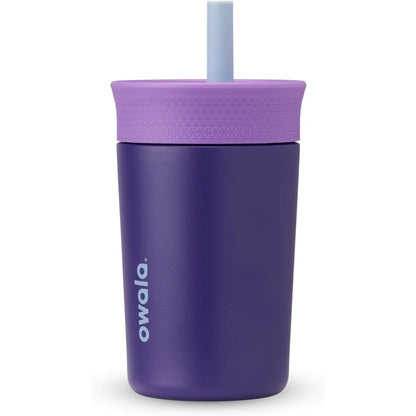 Owala Kids Insulated Stainless Steel Tumbler Peacock Palace front view