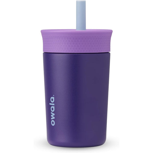 Owala Kids Insulated Stainless Steel Tumbler Peacock Palace front view