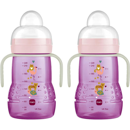 MAM trainer cup for girls front view purple design