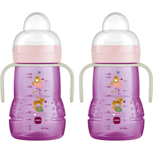 MAM trainer cup for girls front view purple design