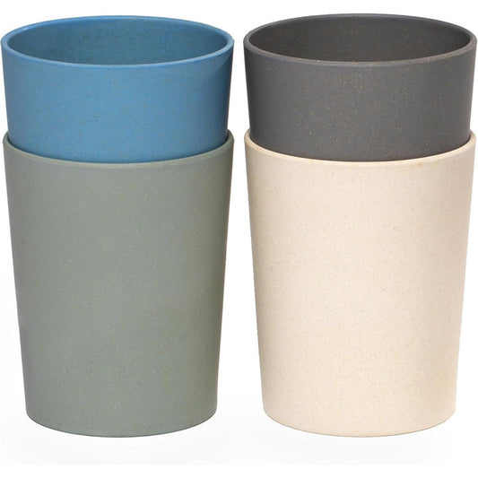 WeeSprout Bamboo Toddler Cups four piece set front view showing natural color palette