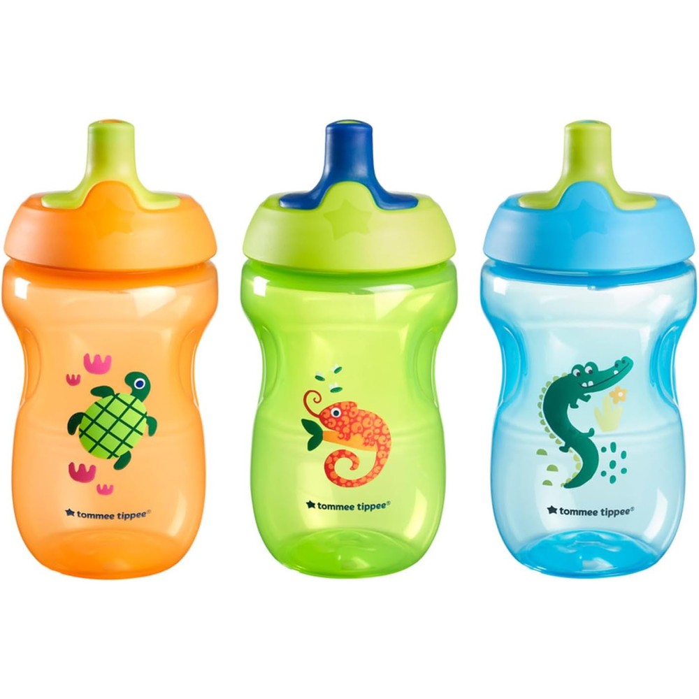 Tommee Tippee Sportee Water Bottle pack of 3 in orange green and blue