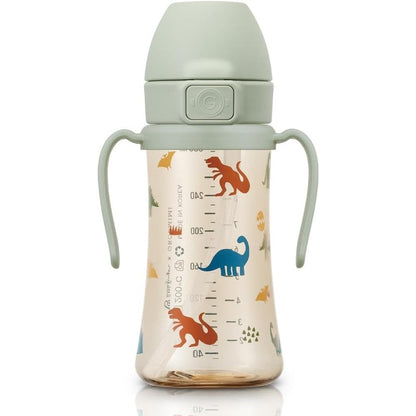 Grosmimi Flip Top Spill Proof Sippy Cup dinosaur design front view