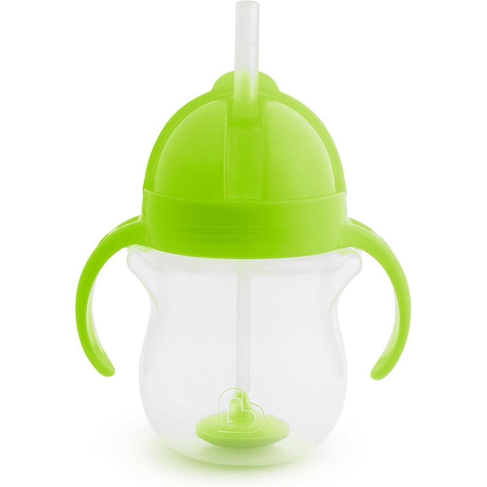Munchkin Any Angle Sippy Cup front view showing green trainer cup with transition handles