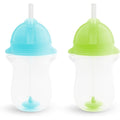 Munchkin Any Angle Weighted Toddler Straw Cups front view blue and green pack