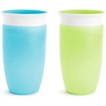 Munchkin Miracle 360 toddler sippy cup front view showcasing green and blue colors