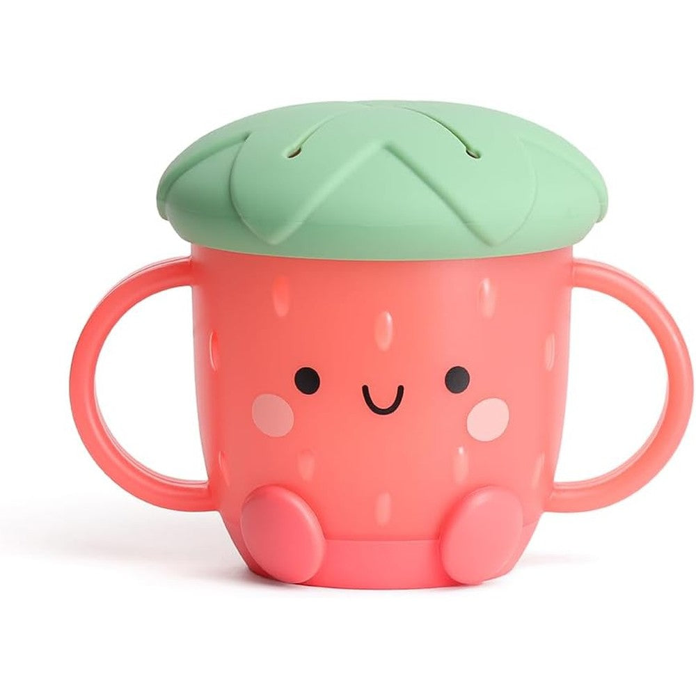 Itzy Ritzy Toddler Snack Cup Strawberry front view spill-proof container