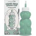 Legendairy Milk Honey Bear Silicone Straw Cup front view showing seafoam green color