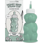 Legendairy Milk Honey Bear Silicone Straw Cup front view showing seafoam green color