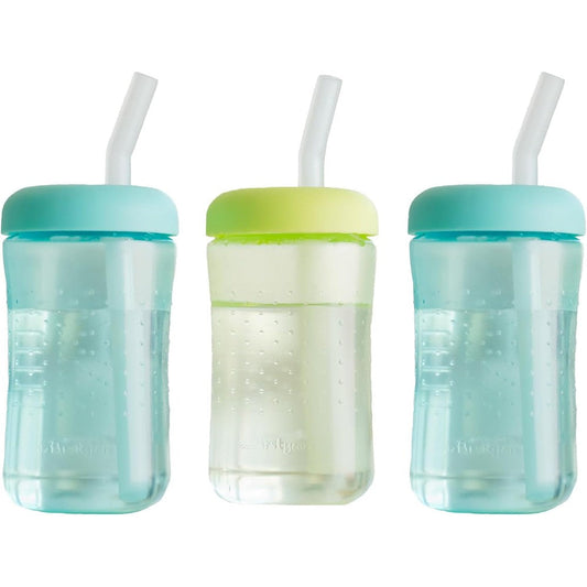 The First Years Squeeze And Sip Toddler Straw Cups front view with lid