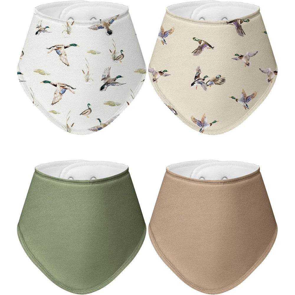 Boao 4 piece mallard duck bandana bib set front view