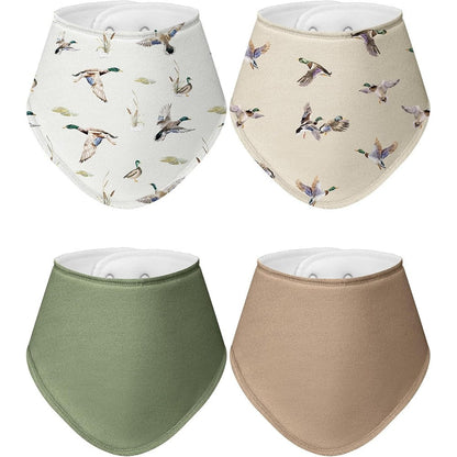 Boao 4 piece mallard duck bandana bib set front view