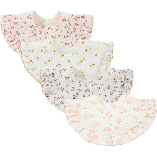 Nishine 4 piece unisex baby muslin bandana drool bibs front view