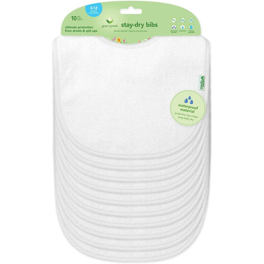 Green Sprouts Stay Dry baby bibs 10 pack front view