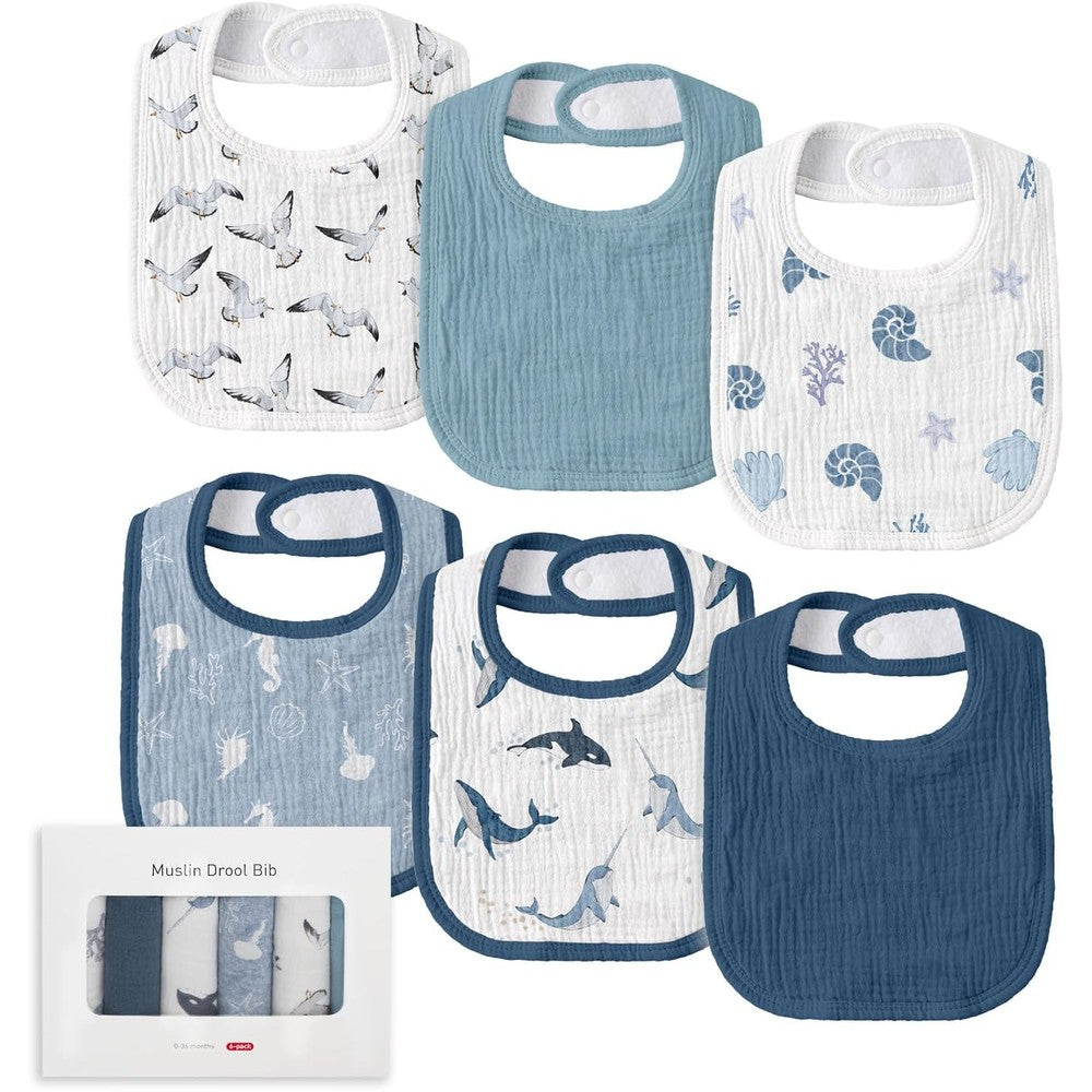 Lyrichom Baby muslin drool bibs 6 pack front view