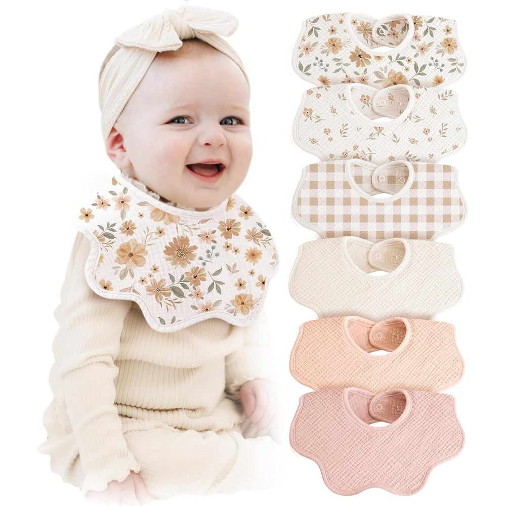 Konssy muslin baby bibs 6-pack front view
