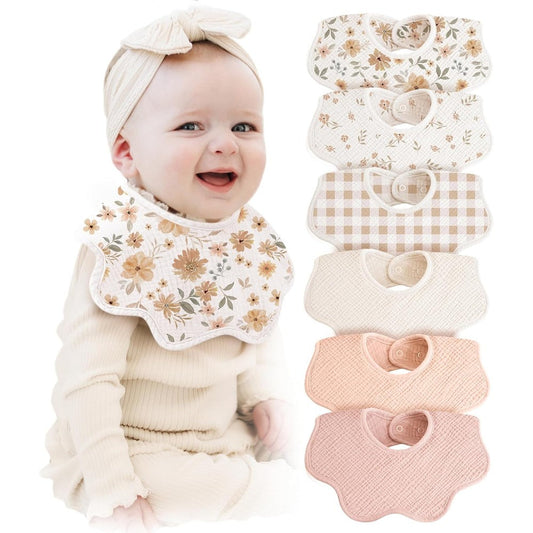 Konssy muslin baby bibs 6-pack front view