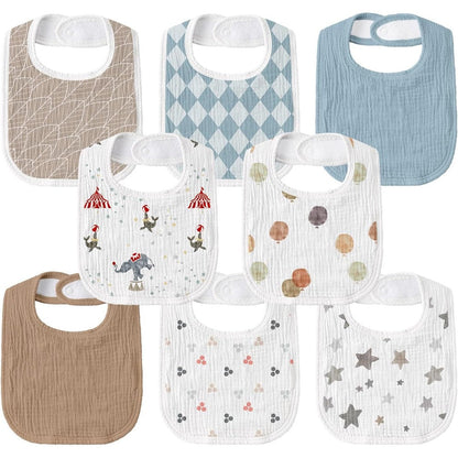 Gllquen Baby muslin drool bibs 8 pack front view