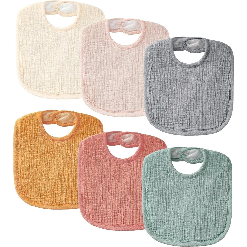 Poikshark 6 pack muslin baby bibs front view