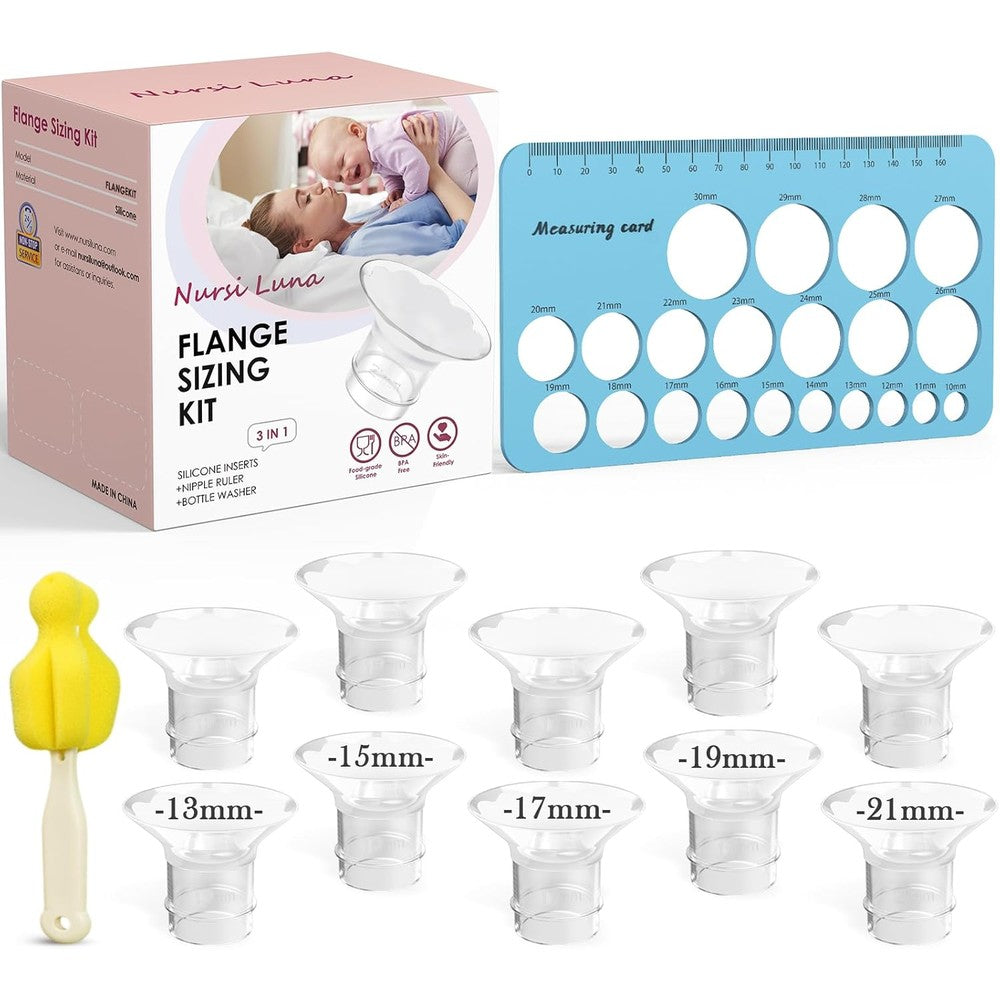 Nursi Luna Flange Sizing Kit with 10 silicone inserts and measurement tool