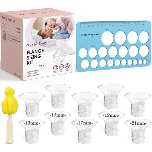 Nursi Luna Flange Sizing Kit with 10 silicone inserts and measurement tool