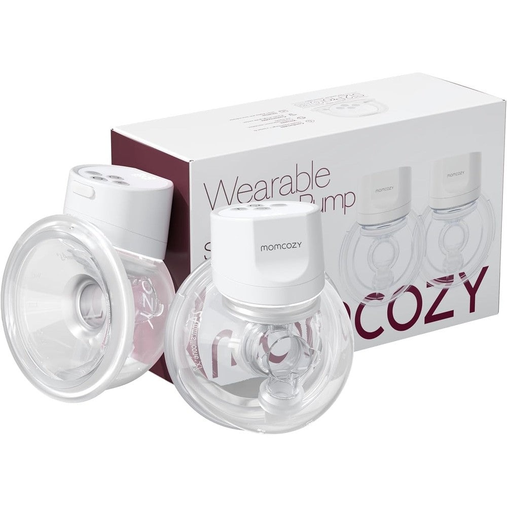 Momcozy S12 Pro hands-free wearable breast pump front view in cozy white