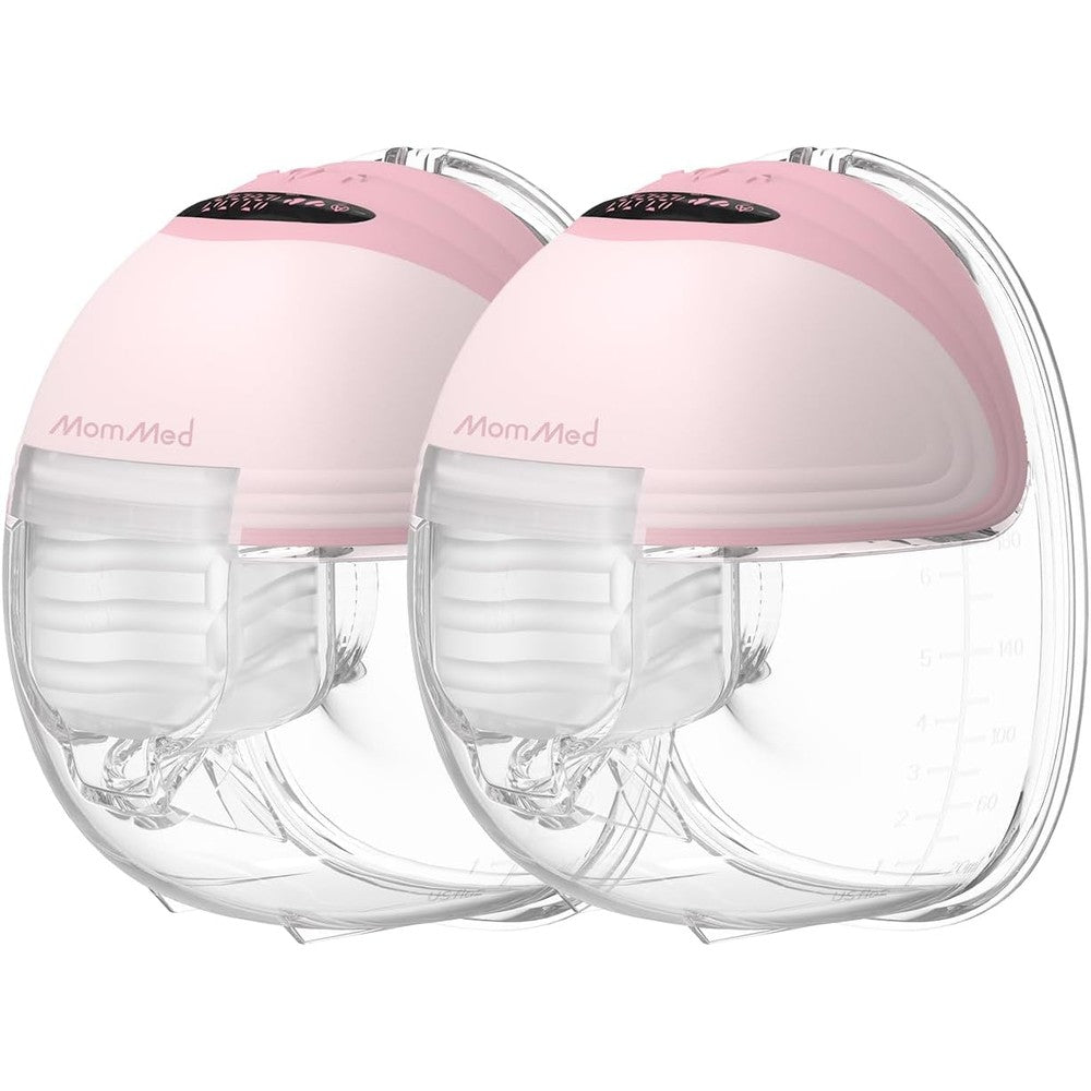MomMed S21 wearable breast pump front view in pink