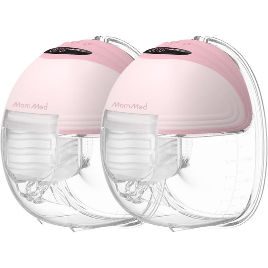 MomMed S21 wearable breast pump front view in pink