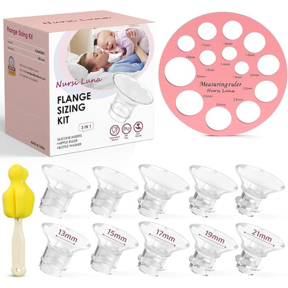 Nursi Luna flange sizing kit with silicone inserts and accessories