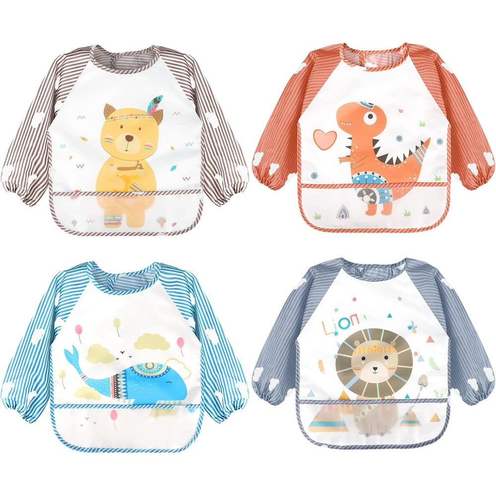 Accmor long sleeve baby bibs front view five pack
